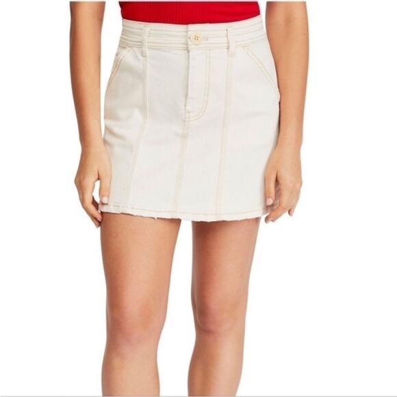 Free People We The Free Lennox Seamed Natural Cream Denim Skirt size 27 - Picture 6 of 6